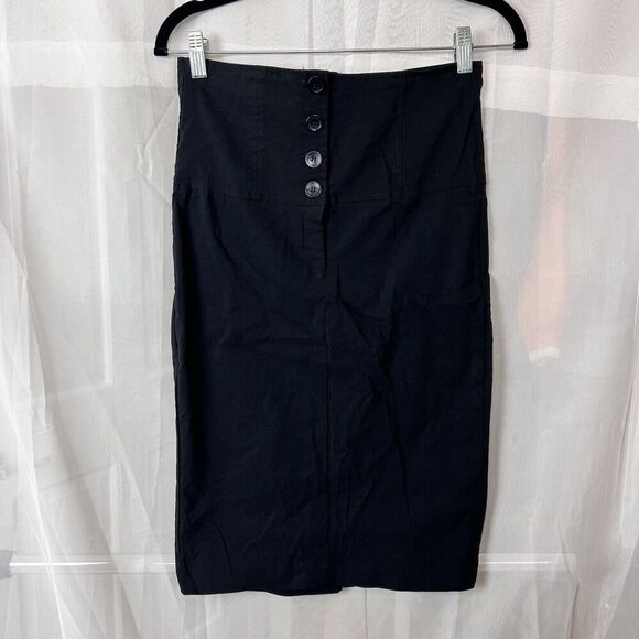 One Clothing black stretch bodycon pencil skirt Sm pinup office siren academia - Picture 1 of 10
